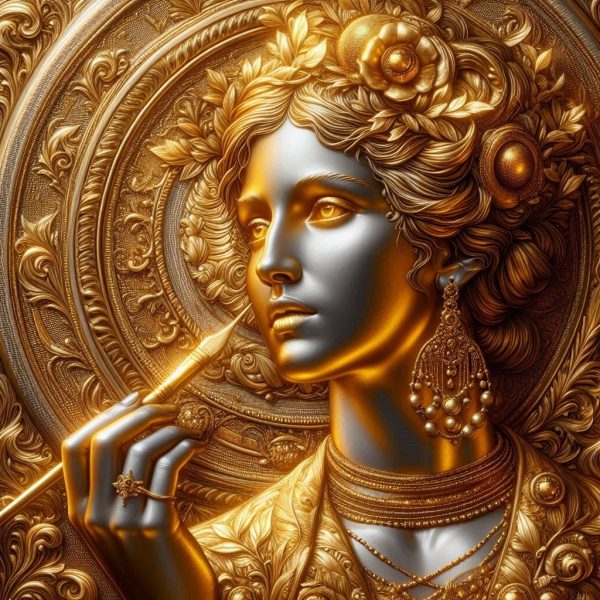 Golden Elegance: The Goddess of Art